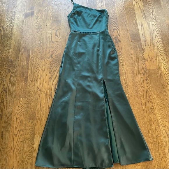 AMSALE KAIA Gown Hunter Green FLUID SATION One Shoulder Size 6 - Picture 6 of 11